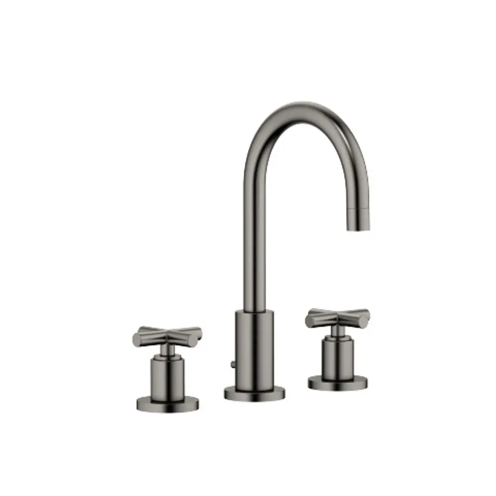 Dornbracht-TARA.-Waschtisch-Dreilochbatterie-mit Ablaufgarnitur-Ausladung 135mm-Dark Platinum gebürstet, 20710892-99 Galeriebild 1
